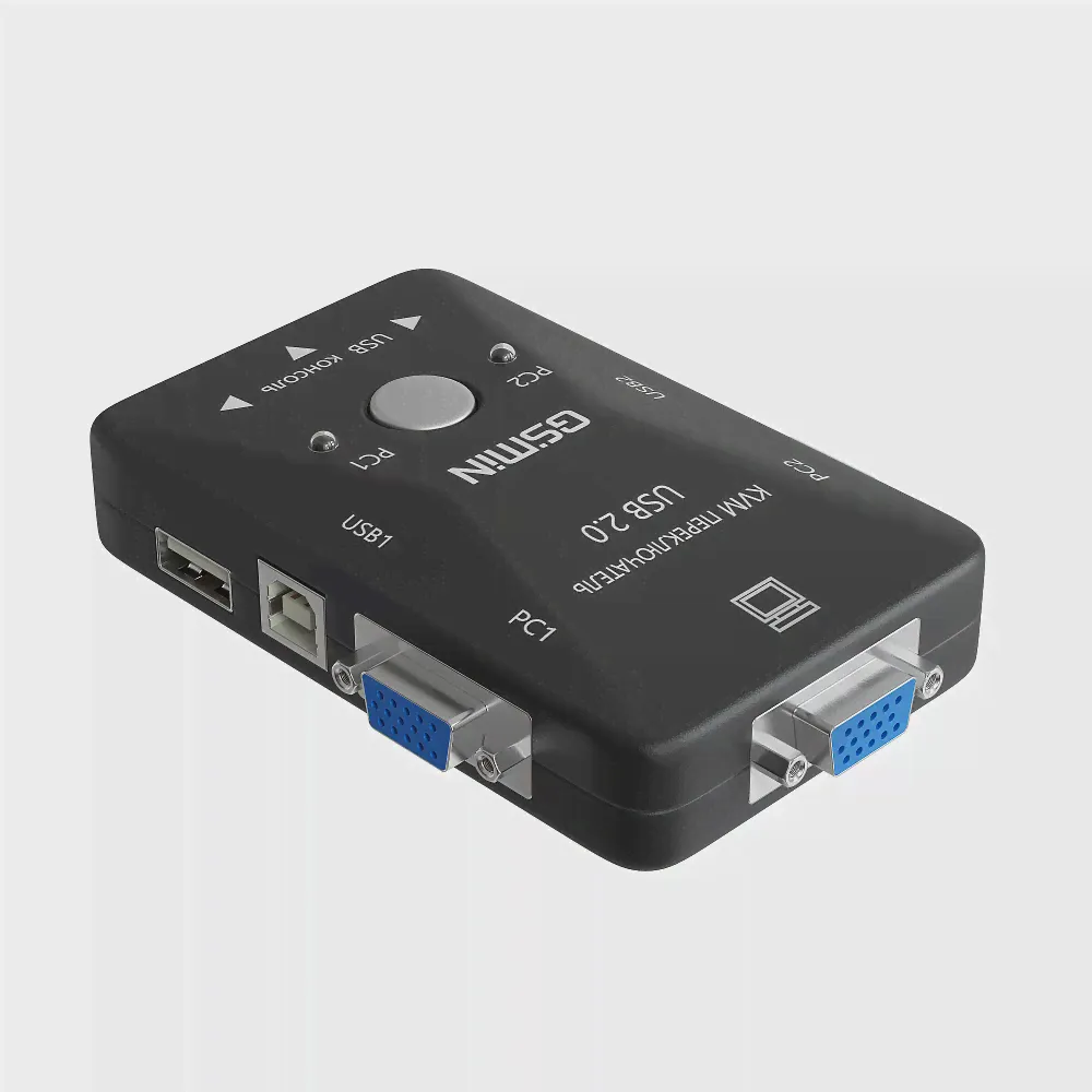 KVM переключатель на 2 PC GSMIN K1 (3x VGA, 3x USB, 2x USB Type B) (Черный) (art.: 3920bb5c29562)-1