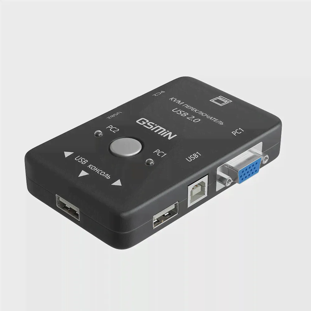 KVM переключатель на 2 PC GSMIN K1 (3x VGA, 3x USB, 2x USB Type B) (Черный) (art.: 3920bb5c29562)-2